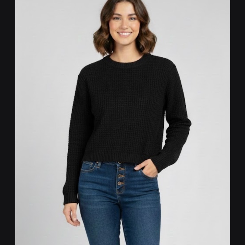 Jackson Rowe Classic Black Crew Neck Sweater 100% Cotton